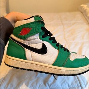 Jordan Green and White High-Top Sneakers